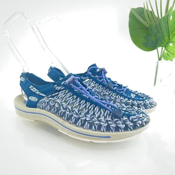 Keen Men Uneek Sandal Size 8.5 Bungee Cord Woven Slip On Blue Outdoor Hike Sport - Picture 2 of 13